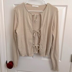 Mango tie ruffle sweater
